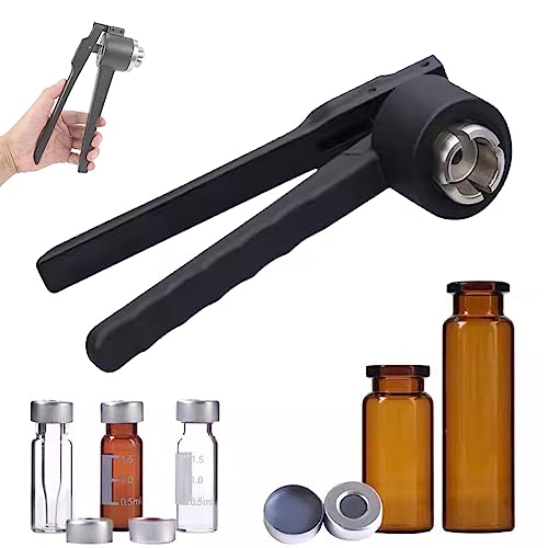 Manual Vial Full Aluminum Crimper (8-32mm), Flip Off Vial Crimper, Bottle Cap Crimping Tool, Stainless Steel Hand Held Capping Machine, 20-30 Bottles/Min,8mm