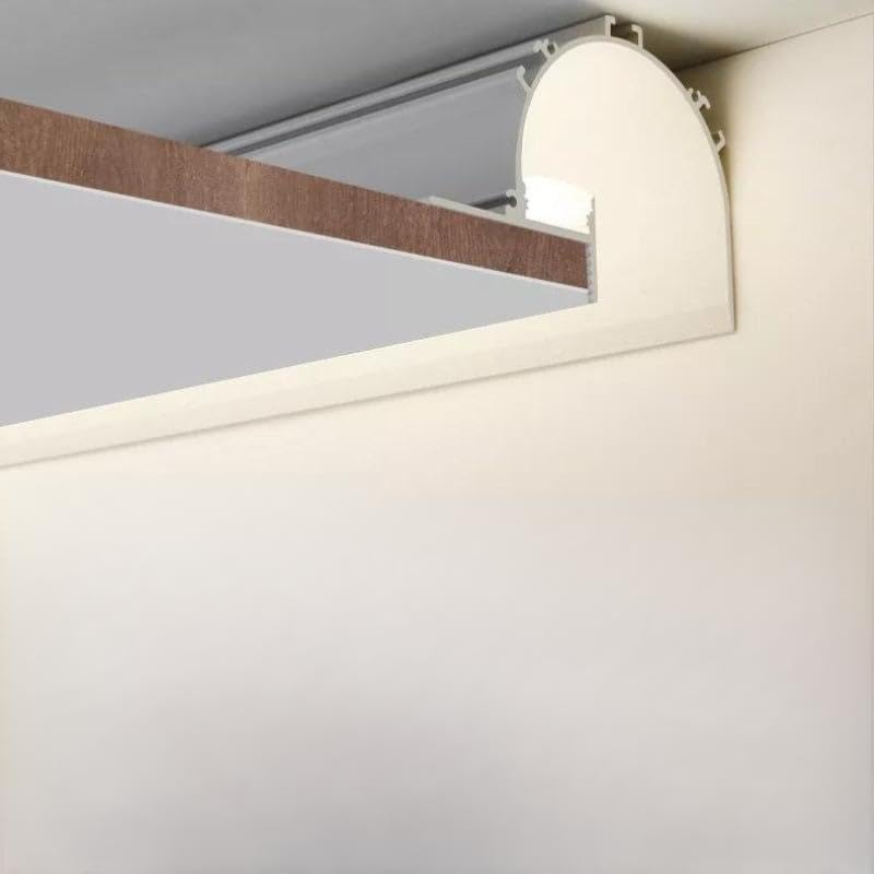 SILAMP Profilé Aluminium Blanc 2m arrondi pour Ruban LED simple pour Faux-Plafond