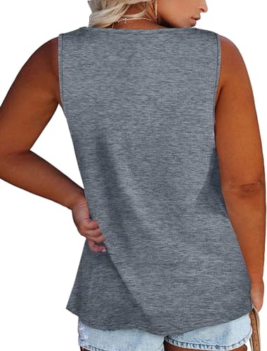 Image of Womens Plus Size Tank Tops Summer Button Down Henley Shirts Sleeveless Tops