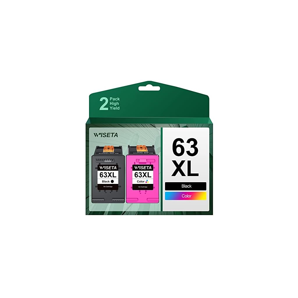 WISETA-63XL-Ink-Cartridges-Black-and-Color-Remanufactured-Replacement-for-63-63XL-Ink-Cartridges-Combo-Pack-Use-with-Printers-Envy-4520-Officejet-3830-4650-5255-5258-Deskjet-3632-3630-1112-2132