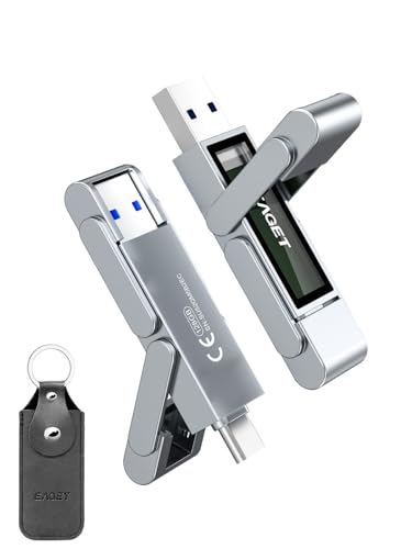 Image of EAGET 128GB Flash Drive, USB-C Dual-Port Solid State Drive with USB 3.2, 560MB /s High-Speed Thumb Drive for iPhone 15 /16 /17 Pro, Android, Mac, PC, PS5 - Durable Metal Body & Portable SSD