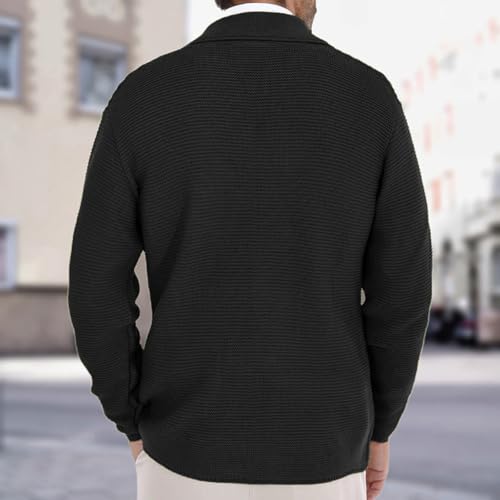 ADHOWBEW Cardigan Sweaters for Men Fashion Casual Cable Knit Long Sleeve Warm Big and Tall Stand Collar Sweaters4