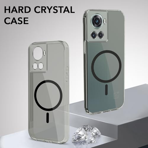 Image of Jkobi Lifetime Anti-Yellow MagSafe Compatible Clear Back Cover Case for OnePlus 10R (Sleek Hard Crystal | Shockproof and Camera Protection)