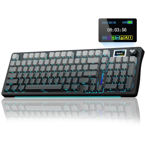 AULA S98 Pro Wireless Mechanical Keyboard with Screen & Knob,2.4GHz/USB-C/BT5.0