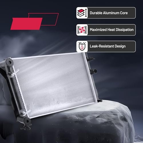 Image of BDFHYK 13106 Aluminum Radiator for Toyota Corolla 2009-2017, for Toyota Matrix 2009-2013, CU13106 DPI 13106, 1-Row 16mm Core, Direct Fit Replacement, OE TO3010323 164100T030 164100T040