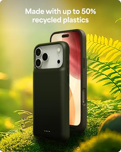 Image of Mophie Juice Pack Battery Case for iPhone 17 Pro Max - Slim Charging Case, Up to 50% Extra Battery Life, High Impact Protection, Magnetic Back for Wallets & Mounts, Sustainable Material, Black