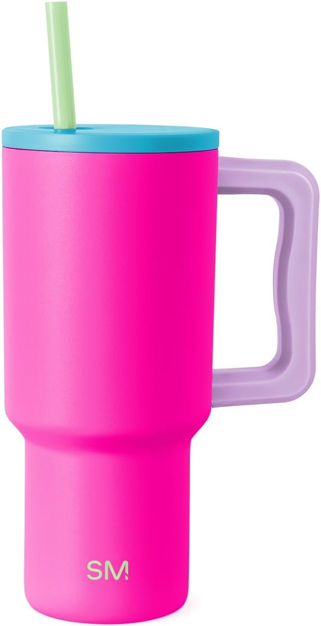 Simple Modern 30 oz Trek Tumbler with Handle and Straw Lid | Cup Holder Friendly Insulated Stainless Steel Travel Mug | 80s Mix (Pack of 12)