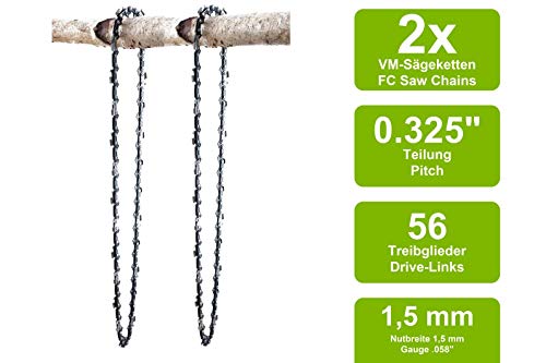SECURA 2 Sägeketten VollmeiÃel + Schwert kompatibel mit Husqvarna 545 Motorsäge mit 33cm 0.325 56TG 1,5mm – Bild 3