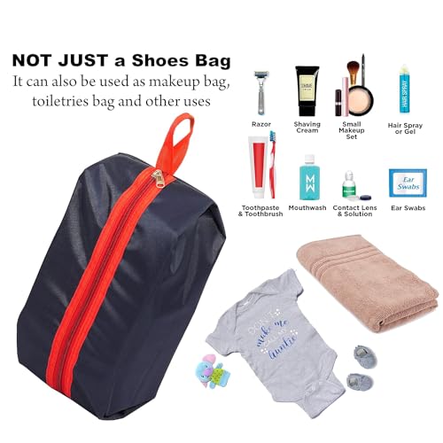 Image of Storite Pack of 4 Shoe Bags for Travel & Storage | Durable Shoe Organizer Pouches for Men & Women | Reusable Waterproof Shoe Covers with Zipper (40x13x18 Cm, Blue & Red)