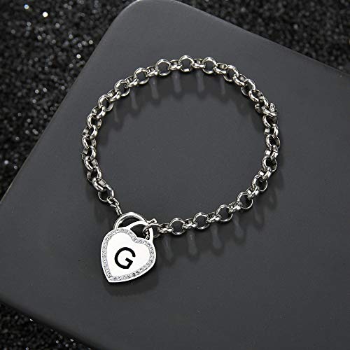 Image of CaleesLLC Letter A to Z Initial Charm Bracelet Adjustable Stainless Steel Anklet Personalized Wrist Link for Women