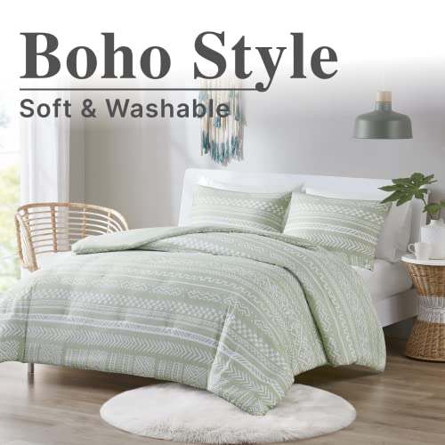 Codi Soleil Aztec Bedding King Size, Sage Green Boho Folkloric Art Pattern Comforter Set,Soft Microfiber Fill Bed Sets, 1 Comforter & 2 Pillowcases (104X90 Inches) #TOP2