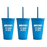 Wheat Straw Tumblers 16 oz With Screw on Lid and Straw -Employee Appreciation Thank you Gifts 3 pack...