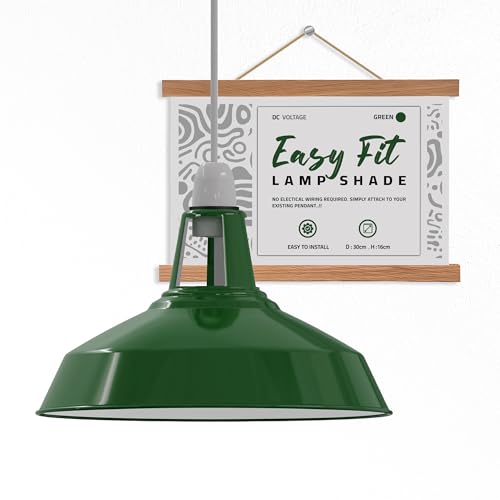 Persianas de metal retro y modernas, de fácil ajuste, para lámparas colgantes industriales vintage, dormitorio, cocina, baño, pantalla antigua (verde)