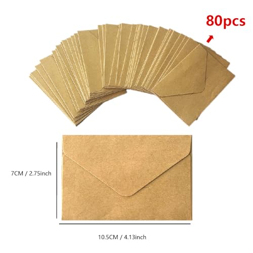 XINGSUI 80 Pcs 14.13 * 2.75 Inches Mini Kraft Envelopes,Small Coloured Envelope, Minimalist Flap Gift Envelopes - Image 2