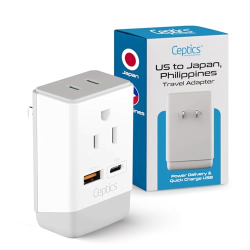 Ceptics Japan, Philippines Power Travel Plug Adapter, QC...