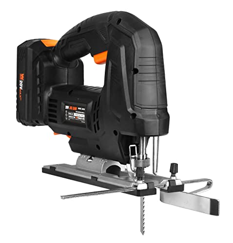 Image of WEN Cordless Jigsaw, Brushless with Auto-Speed, 20V Max 4.0Ah Lithium Ion Battery, and Charger (20670)
