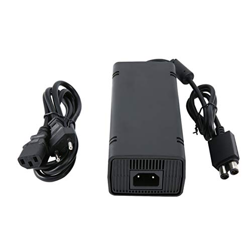 FOLWME Cable de Cargador de la Fuente de alimentación del Adaptador de CA 100-240V para X-Box 360 Slim Cargador de reemplazo Ideal con luz indicadora LED Enchufe UE - Negro