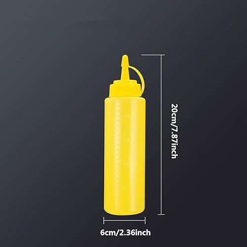 Miniatura 10 de Botellas de plástico de 3 colores para salsa exprimible con tapas de boquilla, dispensadores de botellas de condimentos reutilizables para mostaza,