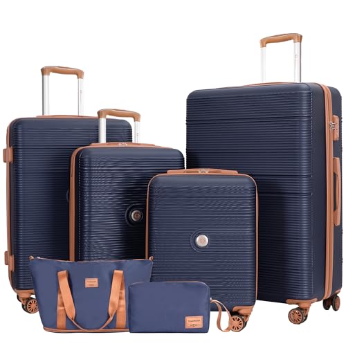 Image of 4-Piece Luggage Sets 16 inch20 inch24 inch28 inch,Suitcases with Double Spinner Wheels and TSA Lock,Hardcase 6 set Luggage with Underseat Duffel Bag