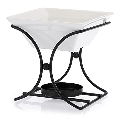 JuxYes Metal Tealight Scented Wax Melts Warmers Fragrance Oil Diffuser Burner, Ceramic Tealight Candle Oil Burner Warmer Aromatherapy Wax Candle Tart Warmer Diffuser for Home Bedroom Décor