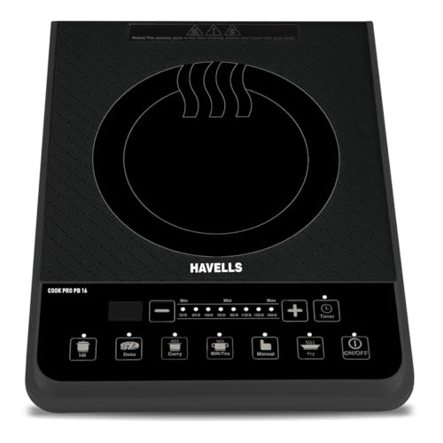 Image of Havells Induction Cooktop Stove EVO Cook PB16 1600 Watt (3 year warranty, Black)