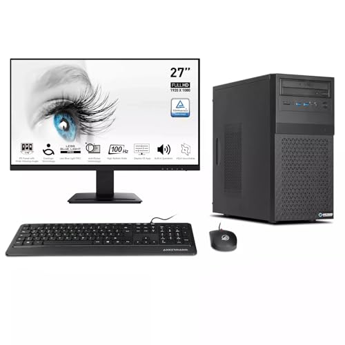 Ankermann Business Office Work Komplett Set | Intel Core i5-14400F | Nvidia GeForce GT 710 4GB | 16GB DDR5 RAM | 1TB NVMe SSD | Windows 11 | WLAN & Bluetooth | 27 Zoll Monitor | Maus & Tastatur |