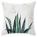 Daesar Housse de Coussin Imprimé, Coussin Canape 45x45 Gris Vert Lot Taie d'oreiller Forme Geometrique de Cactus, Polyester