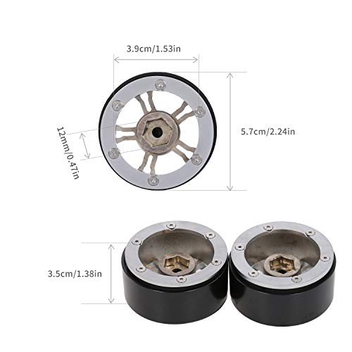 Ajcoflt 2 pcs Kit de Roda de Bloqueio de Cubo de Roda de Aço para Pneus 1.9in 1/10 Traxxas Hsp Redca