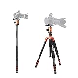 Zomei Z818 Professional Heavy Duty Compact Photo Camera Tripod 65 Inch 4 Section Stable Aluminum Tripod Legs Monopod 360 Degree Fluid Rotation Ballhead for Digital Cameras Nikon Canon Video(Orange)