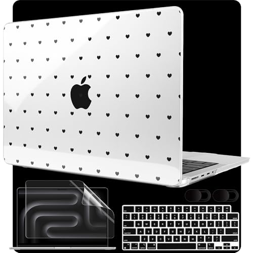 Image of MEEgoodo Case for MacBook Pro 16 inch 2026 2024 2023 2021,Laptop Shell Compatible with M5 M4 M3 M2 M1 Pro /Max Chip, Fit Model A3429 /A3428 /A3403 /A3186 /A2991 /A2780 /A2485, Black Hearts