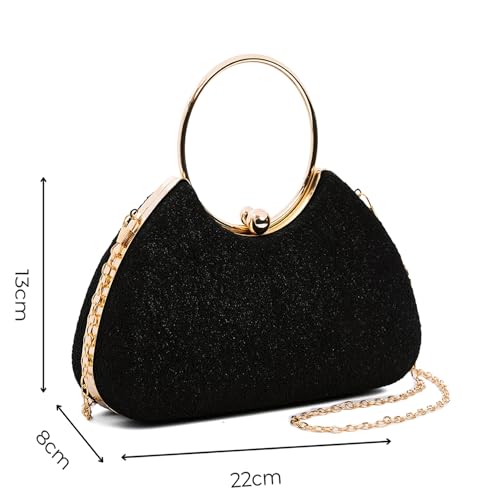 Image of INOVERA (LABEL) Hand Clutches for Women and Girls - Stylish Ladies Party Wedding Clutch Purse with Ring Handle and Chain Strap