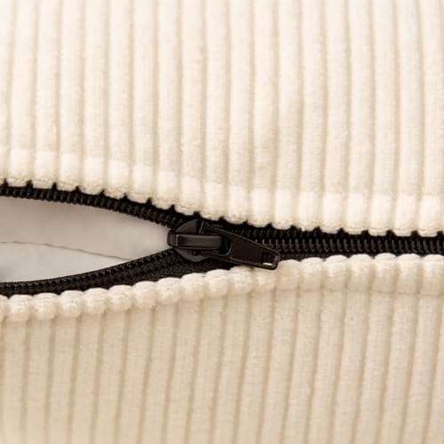 Image of Encasa XO Corduroy Cushion Covers, No Inserts, Set of 2, Cream
