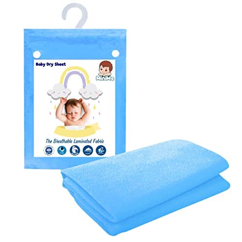 MINIME Baby Quick Dry Sheets for Baby- Medium 100 X 70 cm | 100% Water-Proof, Anti-Dust Mattress & Bed Protector, Baby Blue