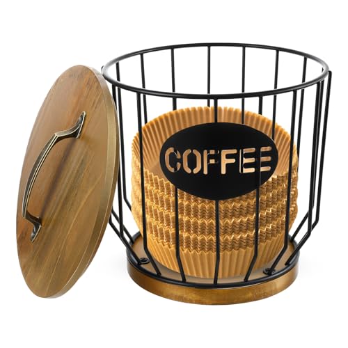 Yuanan Coffee Filter Holder with Lid, Vintage Metal Coffee Bar