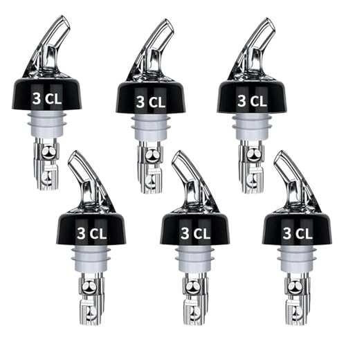 Lot de 6 becs verseurs de 3 cl : bec verseur doseur bar doseur pour bouteilles de cocktails bec doseur automatique en plastique | pour vin, cocktail, maison,...