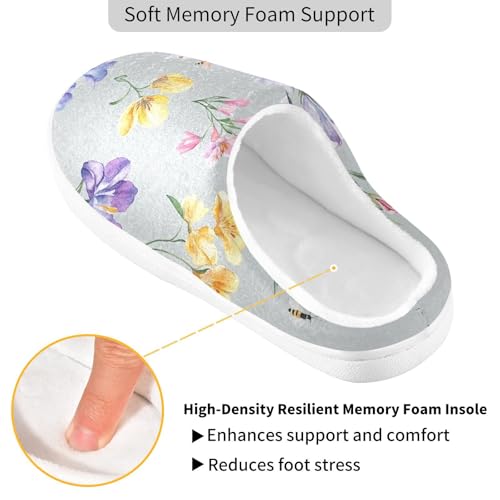 JUNZAN Safari Freesia Gray Women Home Cotton Slippers Lightweight Memory Foam Bedroom Shoes for Hospital Christmas Presents 6-72
