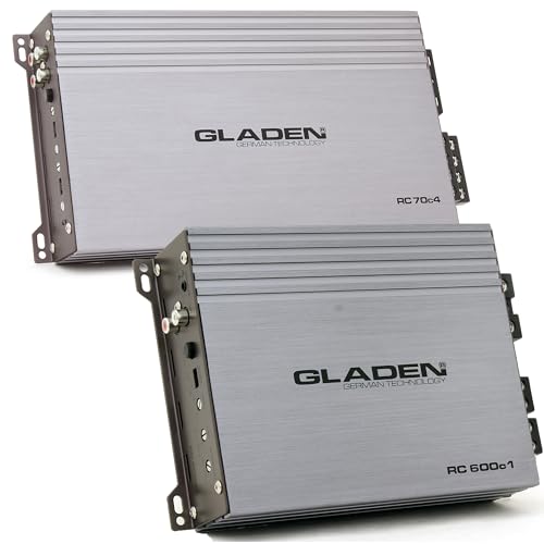 pkg Gladen RC70c4 4-Channel 4 x 105W Amplifier + RC600c1 Monoblock 600W Amplifier