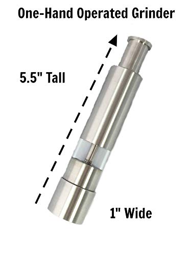 Grind Gourmet Salt And Pepper Grinder Set Of 2 With Modern Thumb Push Button Black Grinder, Stainless Steel, For Black Pepper, Sea Salt And Himalayan Salt, With Stand, Peppermill Are Refillable #TOP2