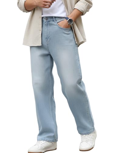 Image of Urbano Fashion Men's Loose Baggy Fit Washed Jeans Non-Stretchable