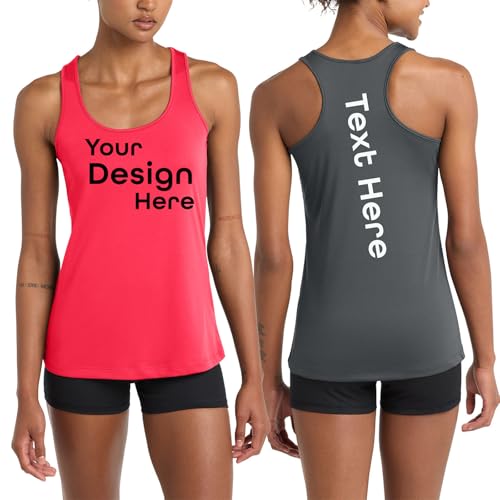 Custom Women's Racerback Tank - Personalized Moisture-Wicking Athletic Top | Personalized Logo/Text Printing, Quick-Dry Performance tee. Perfect for Teams, Gym, Events, or Gifts