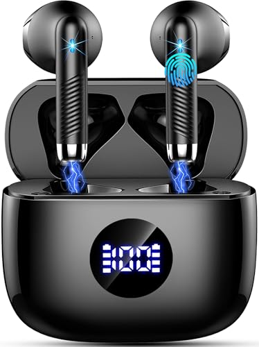 Wireless Earbuds, Bluetooth 5.4 Headphones HiFi Stereo with ENC Noise Cancelling Mics, in Ear Earphones 40H Playtime with Mini Case, IP7 Waterproof Ear Buds with Type-C Charging, LED Digital Display