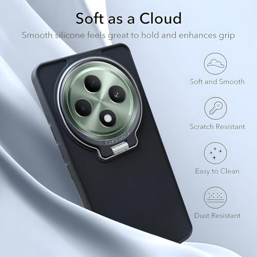 Image of A rtistque Silicone Back Cover Case for Oppo F27 5G with Camera Stand | Shockproof TPU | Stylish Protective Design | Slim Fit | Ultra Matte - Black