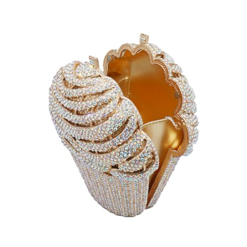 Image of Women Ice Cream Crystal Evening Bag Luxury Rhinestone Clutch Wedding Party Minaudiere Purse and Handbag for Cocktail