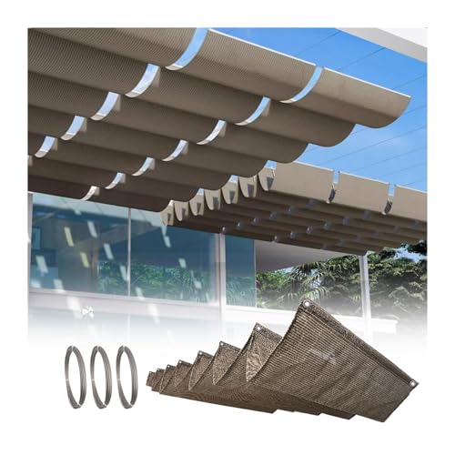 LXBAMKEA Retráctil Ola Velas De Sombra, Bloqueo UV para Exteriores Toldo con Kit De Montaje, Rectángulo Pérgola Toldo para Jardín Patio Jardín Globo Terraza Cubierta De Sombra(Bruin)