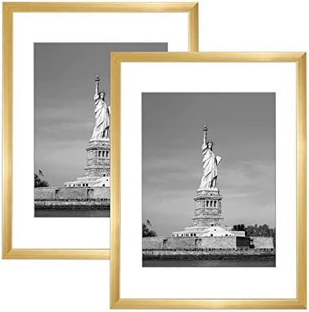 ENJOYBASICS 12x16 Picture Frame, Display Poster 9x12 with Mat or 12 x 16 Without Mat, Wall Gallery Photo Frames, Gold, 2 Pack