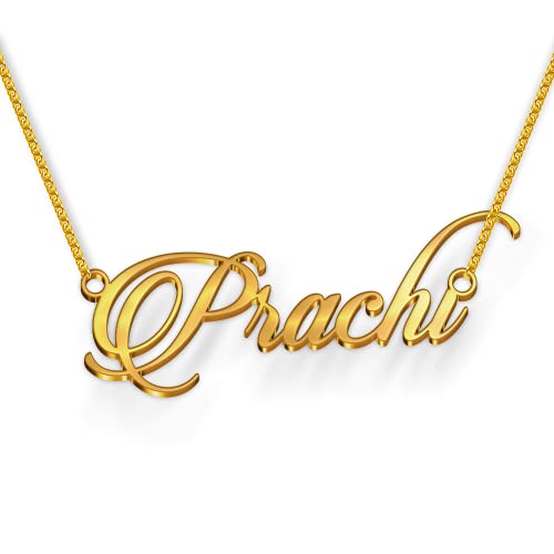 Image of Prachi Cursive Gold & Silver Name Pendant Necklace, Best Jewelry Gift for Girls.