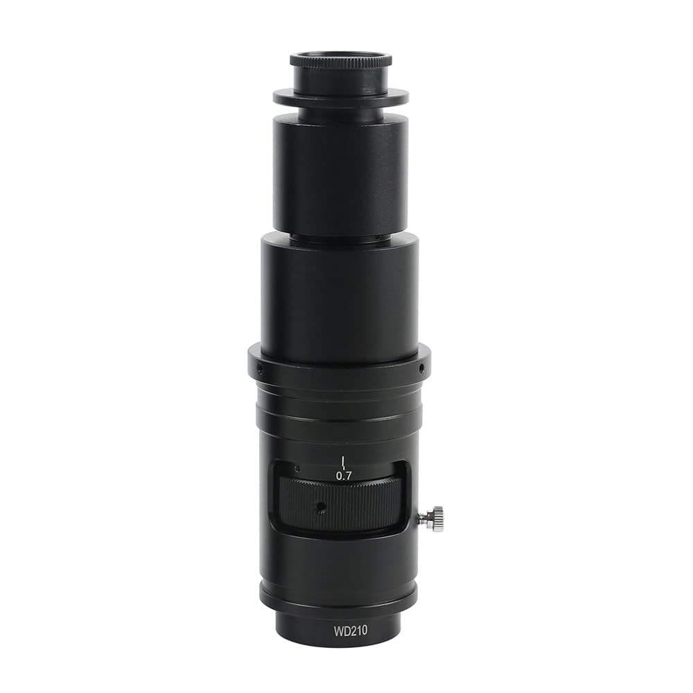 Mikroskop 0,7X-5X einstellbare Vergrößerung 160X 320X Zoom WD105 WD210 C-Mount-Monokularobjektiv for HDMI VGA USB-Mikroskopkamera, Arbeitsabstand 105 mm -220 mm oder 210 mm -480 mm(160X)