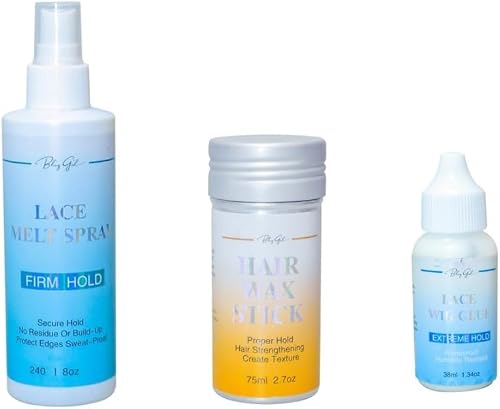 Bling Girl 3 piece hair installation kit Lace Melt Spray, Hair Wax Stick