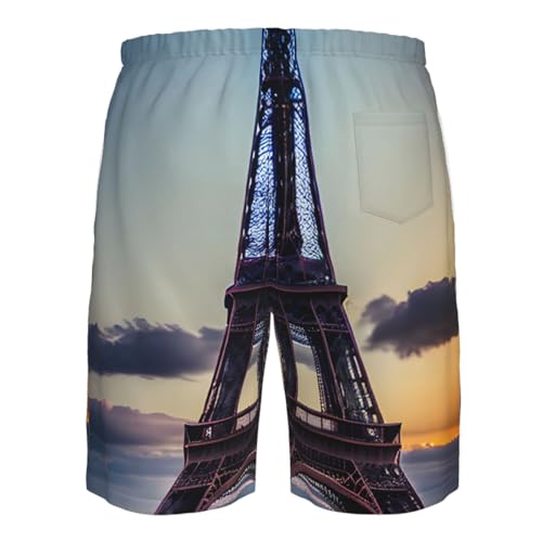 Eiffel Tower Print Stylish Beach Shorts Swim Trunks Lightweight Breathable Summer Outdoor Activities 6