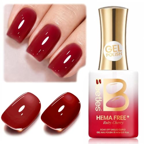 Beetles Ruby Cherry Jelly Red Gel Nail Polish, 15ML Full Size Neutral Sheer